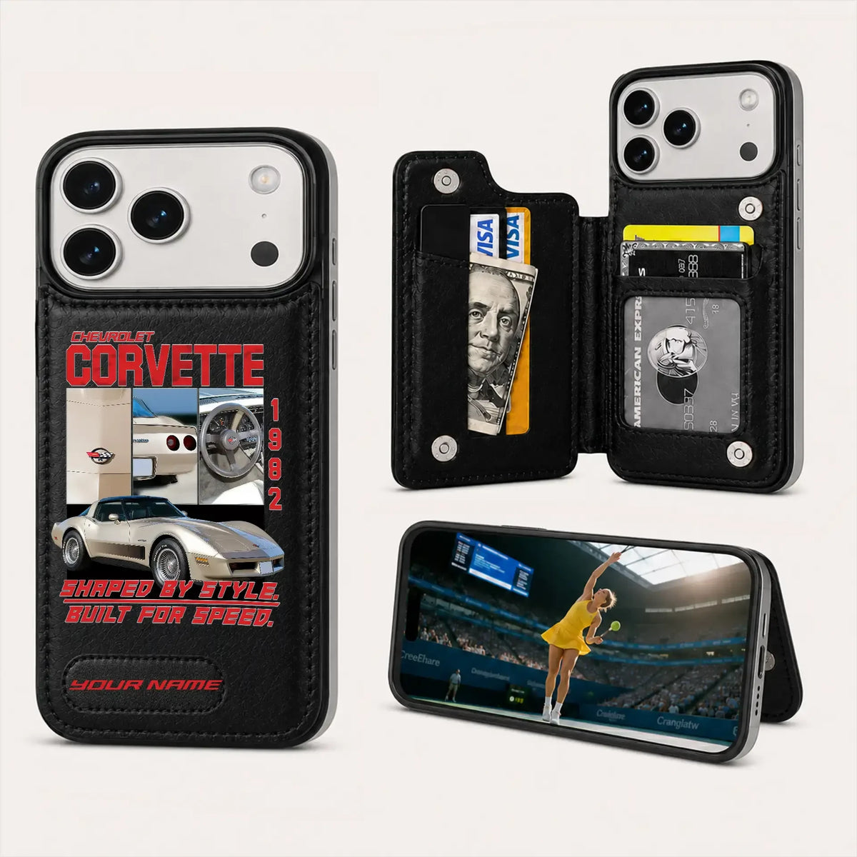 1982 Corvette Personalized Leather Wallet Phone Case