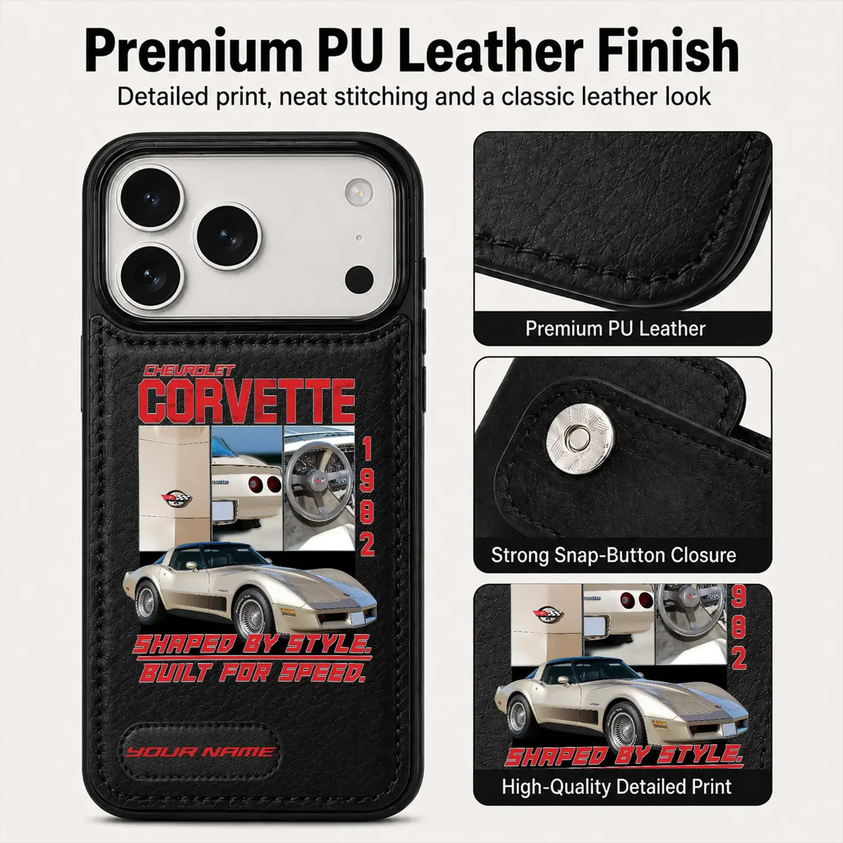 1982 Corvette Personalized Leather Wallet Phone Case