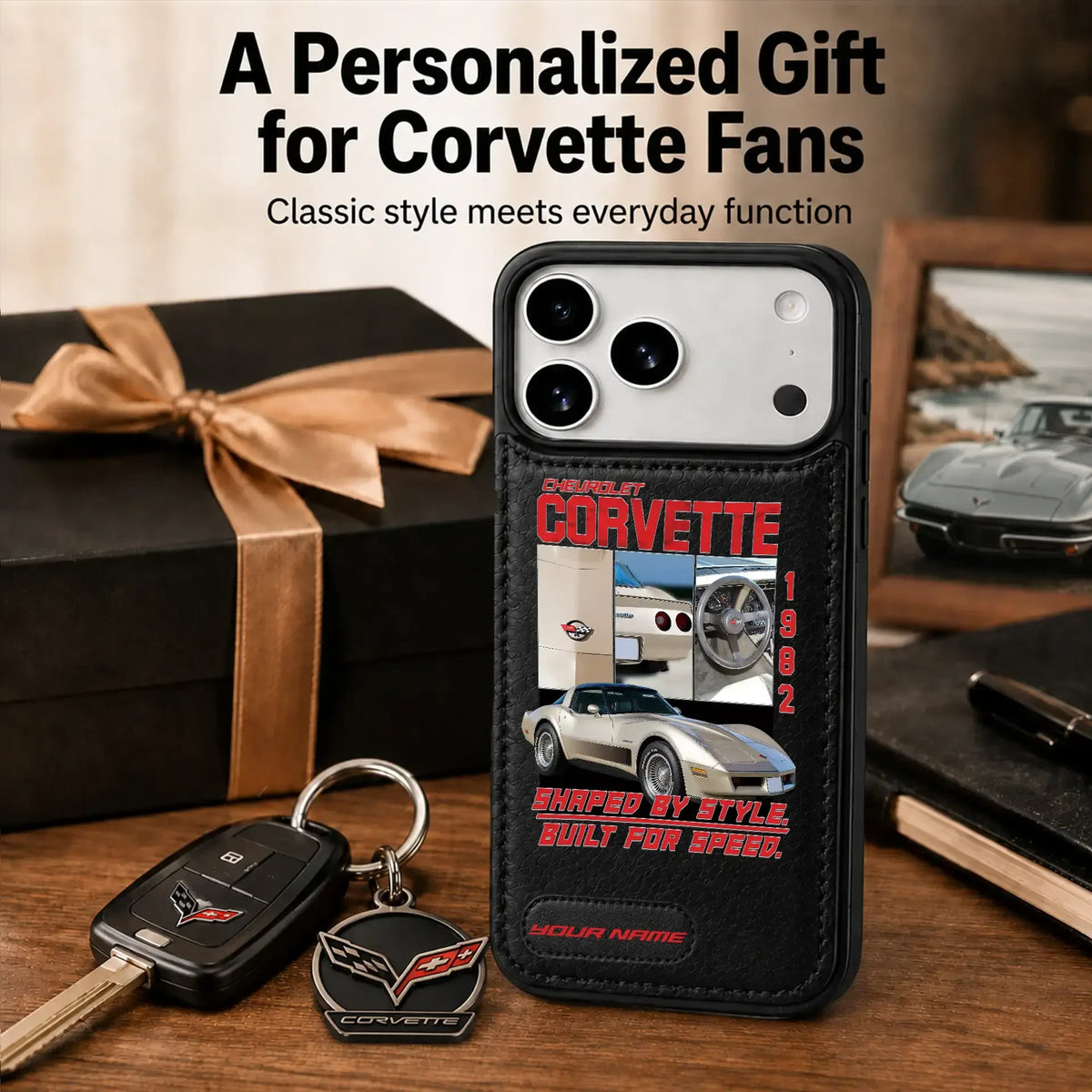 1982 Corvette Personalized Leather Wallet Phone Case