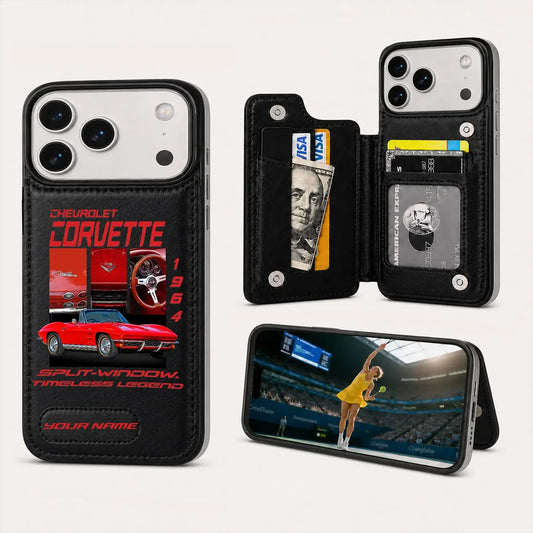 1964 Corvette Personalized Leather Wallet Phone Case