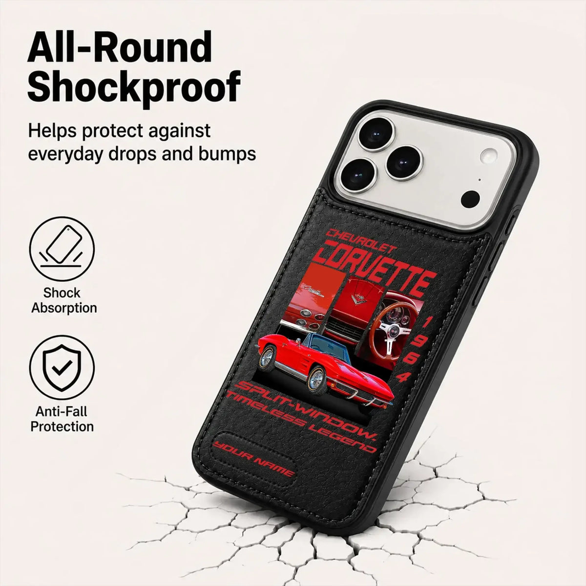 1964 Corvette Personalized Leather Wallet Phone Case