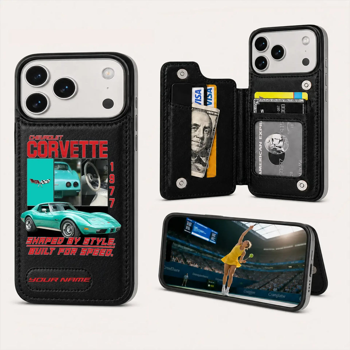 1977 Corvette Personalized Leather Wallet Phone Case