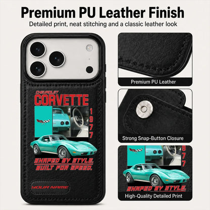 1977 Corvette Personalized Leather Wallet Phone Case