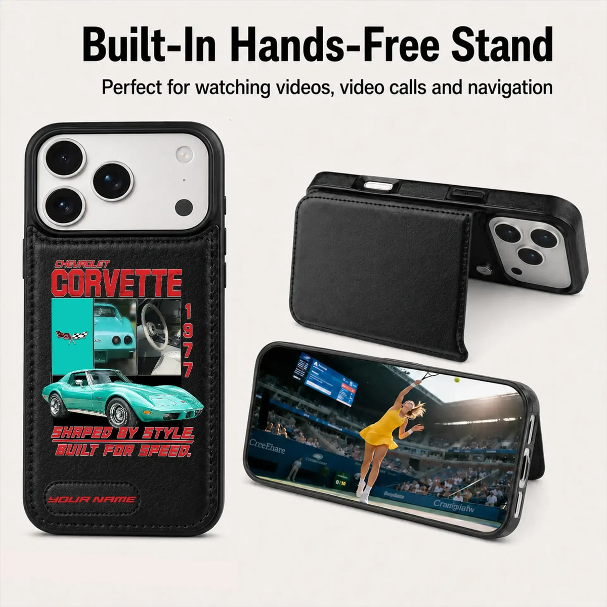 1977 Corvette Personalized Leather Wallet Phone Case