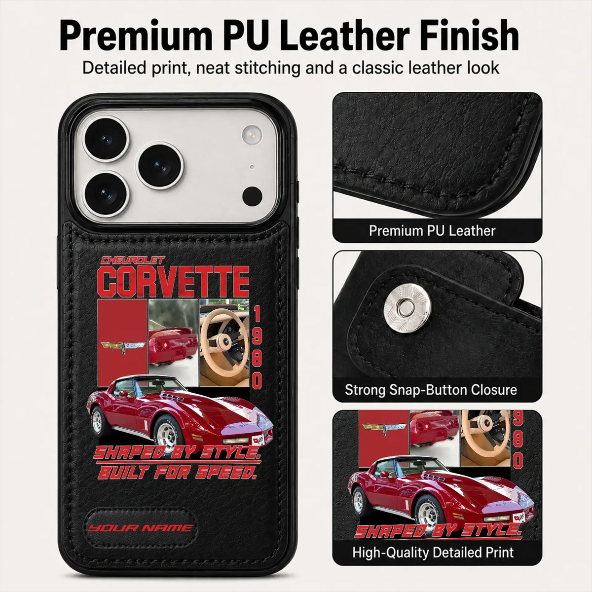1980 Corvette Personalized Leather Wallet Phone Case