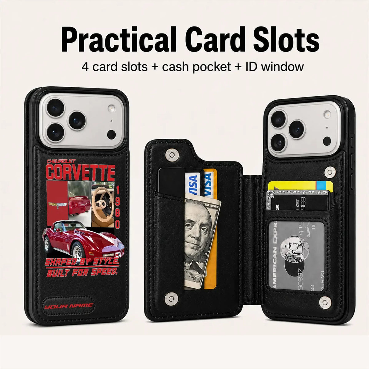 1980 Corvette Personalized Leather Wallet Phone Case