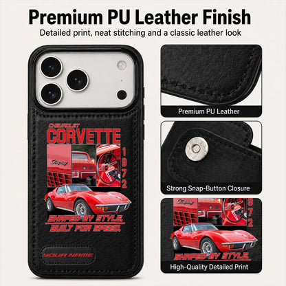 1972 Corvette Personalized Leather Wallet Phone Case