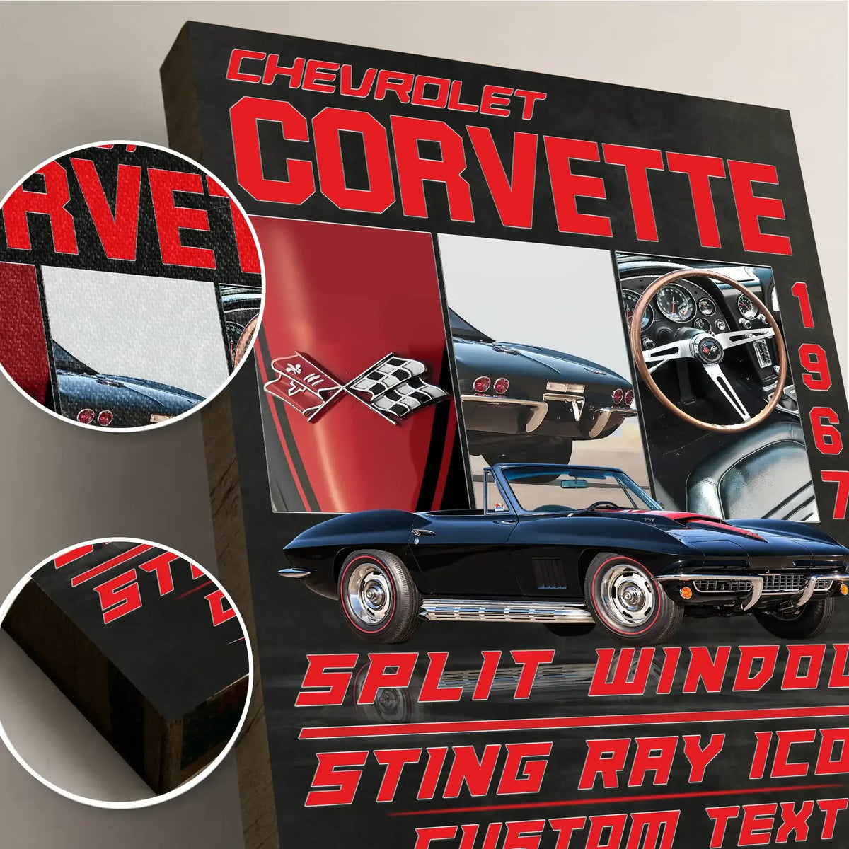 Personalized 1967 Corvette Sports Car Canvas Wall Art