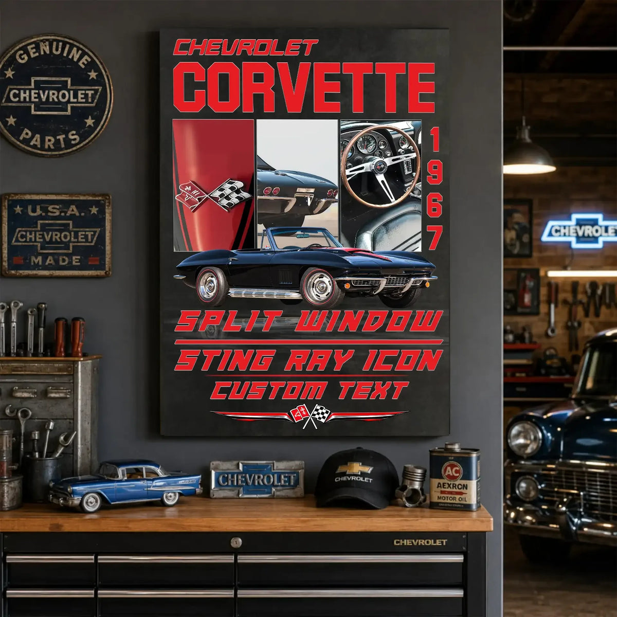 Personalized 1967 Corvette Sports Car Canvas Wall Art