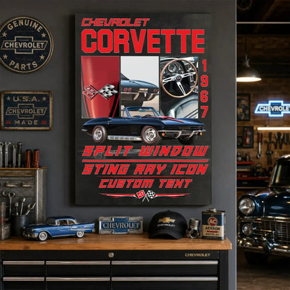 Personalized 1967 Corvette Sports Car Canvas Wall Art