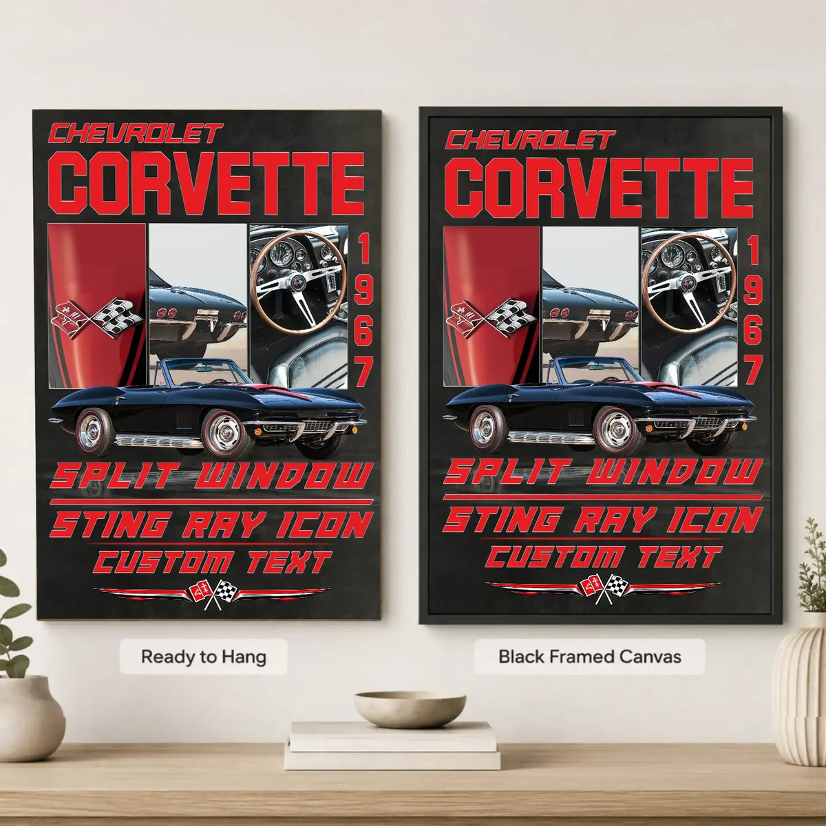 Personalized 1967 Corvette Sports Car Canvas Wall Art