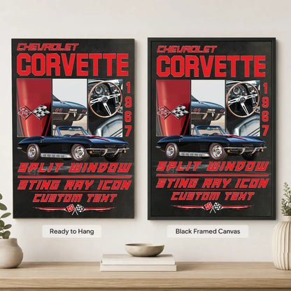 Personalized 1967 Corvette Sports Car Canvas Wall Art