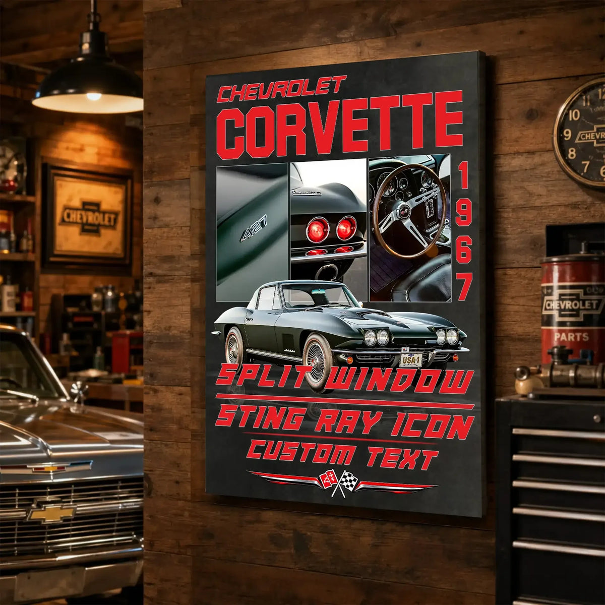 Personalized 1967 Corvette Sports Car Canvas Wall Art