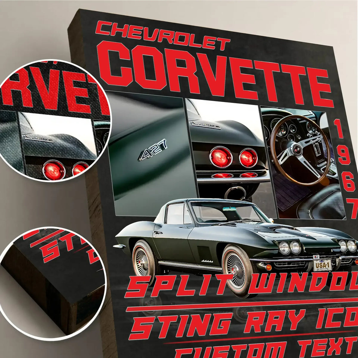 Personalized 1967 Corvette Sports Car Canvas Wall Art