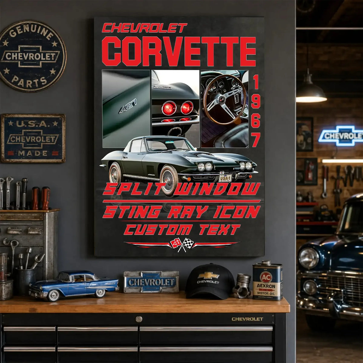 Personalized 1967 Corvette Sports Car Canvas Wall Art