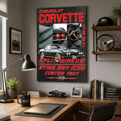 Personalized 1967 Corvette Sports Car Canvas Wall Art