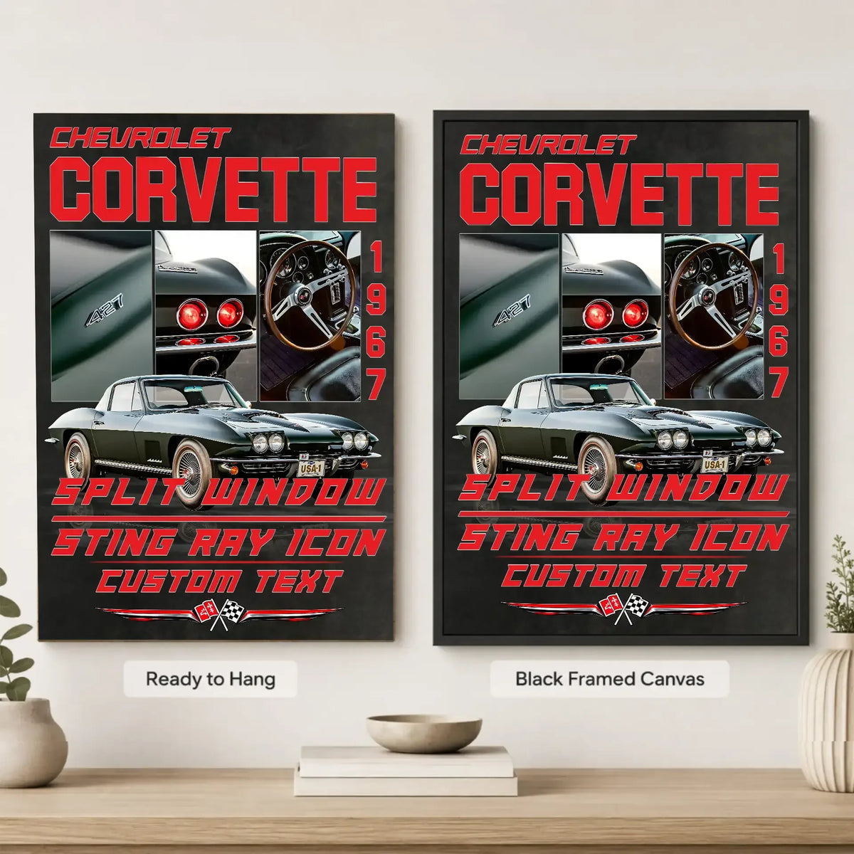Personalized 1967 Corvette Sports Car Canvas Wall Art