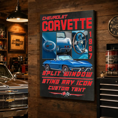 Personalized 1967 Corvette Sports Car Canvas Wall Art