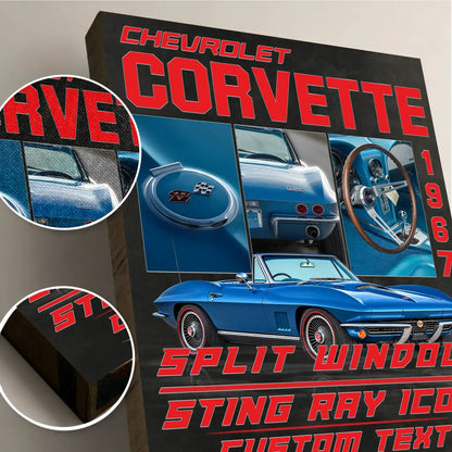 Personalized 1967 Corvette Sports Car Canvas Wall Art
