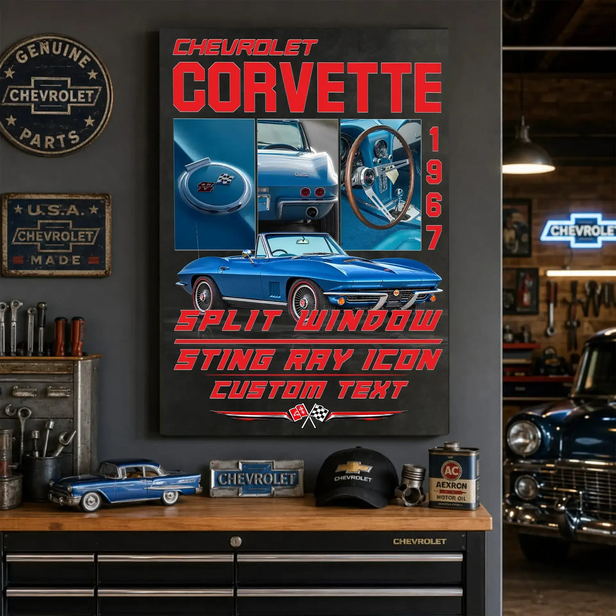 Personalized 1967 Corvette Sports Car Canvas Wall Art