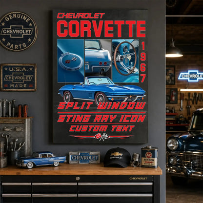 Personalized 1967 Corvette Sports Car Canvas Wall Art
