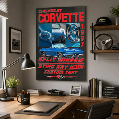 Personalized 1967 Corvette Sports Car Canvas Wall Art