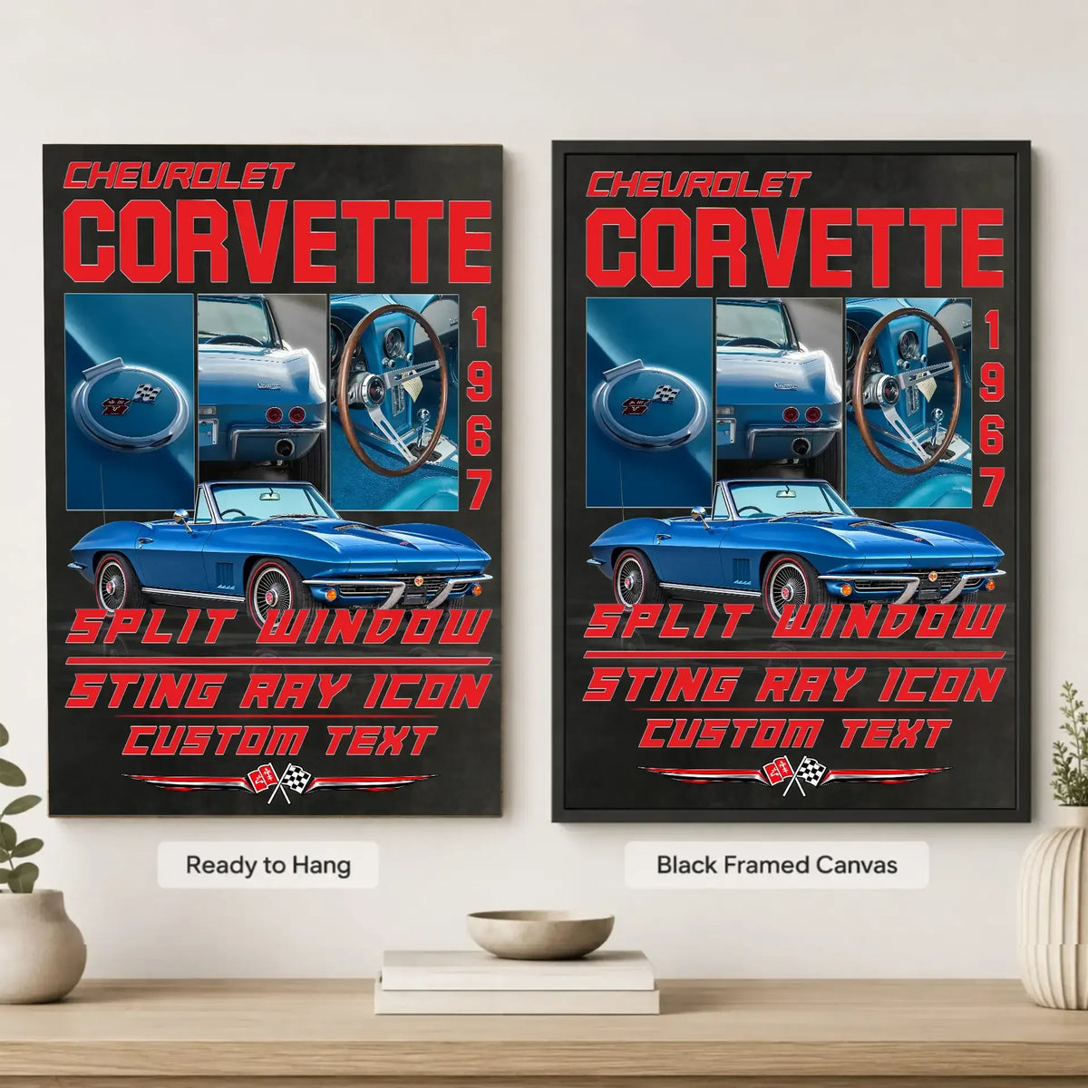 Personalized 1967 Corvette Sports Car Canvas Wall Art