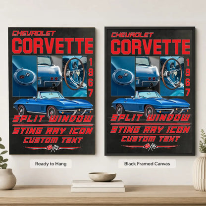 Personalized 1967 Corvette Sports Car Canvas Wall Art