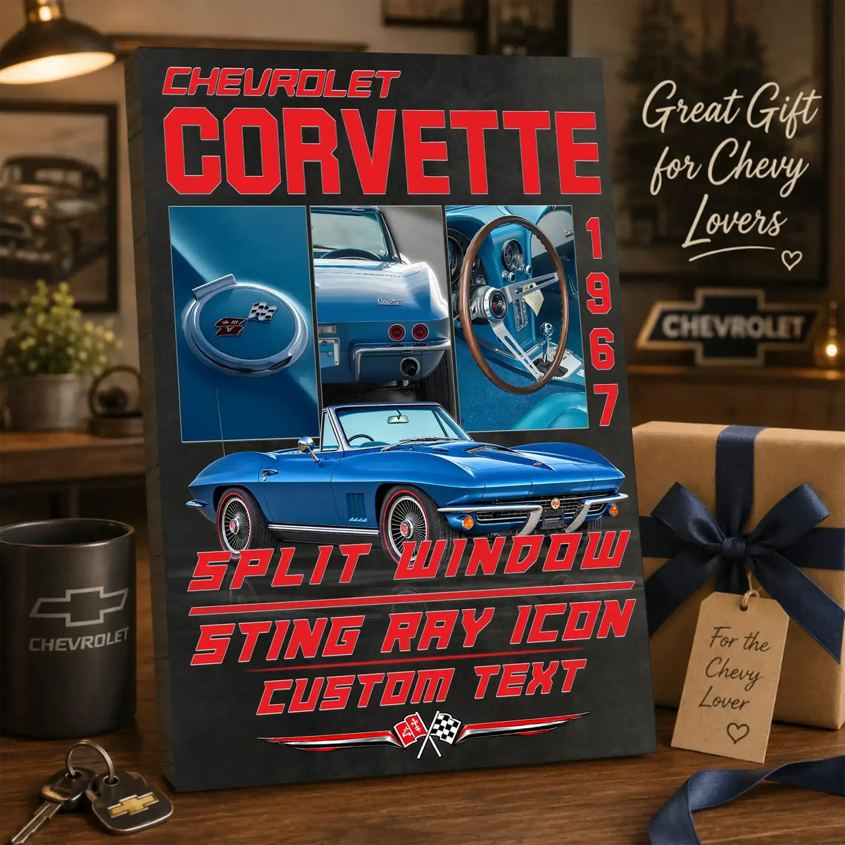 Personalized 1967 Corvette Sports Car Canvas Wall Art