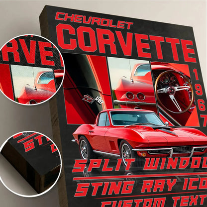 Personalized 1967 Corvette Sports Car Canvas Wall Art