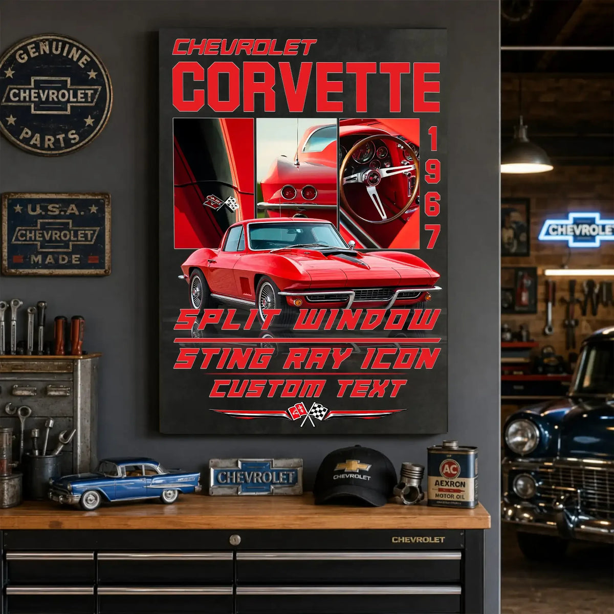 Personalized 1967 Corvette Sports Car Canvas Wall Art