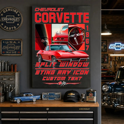 Personalized 1967 Corvette Sports Car Canvas Wall Art