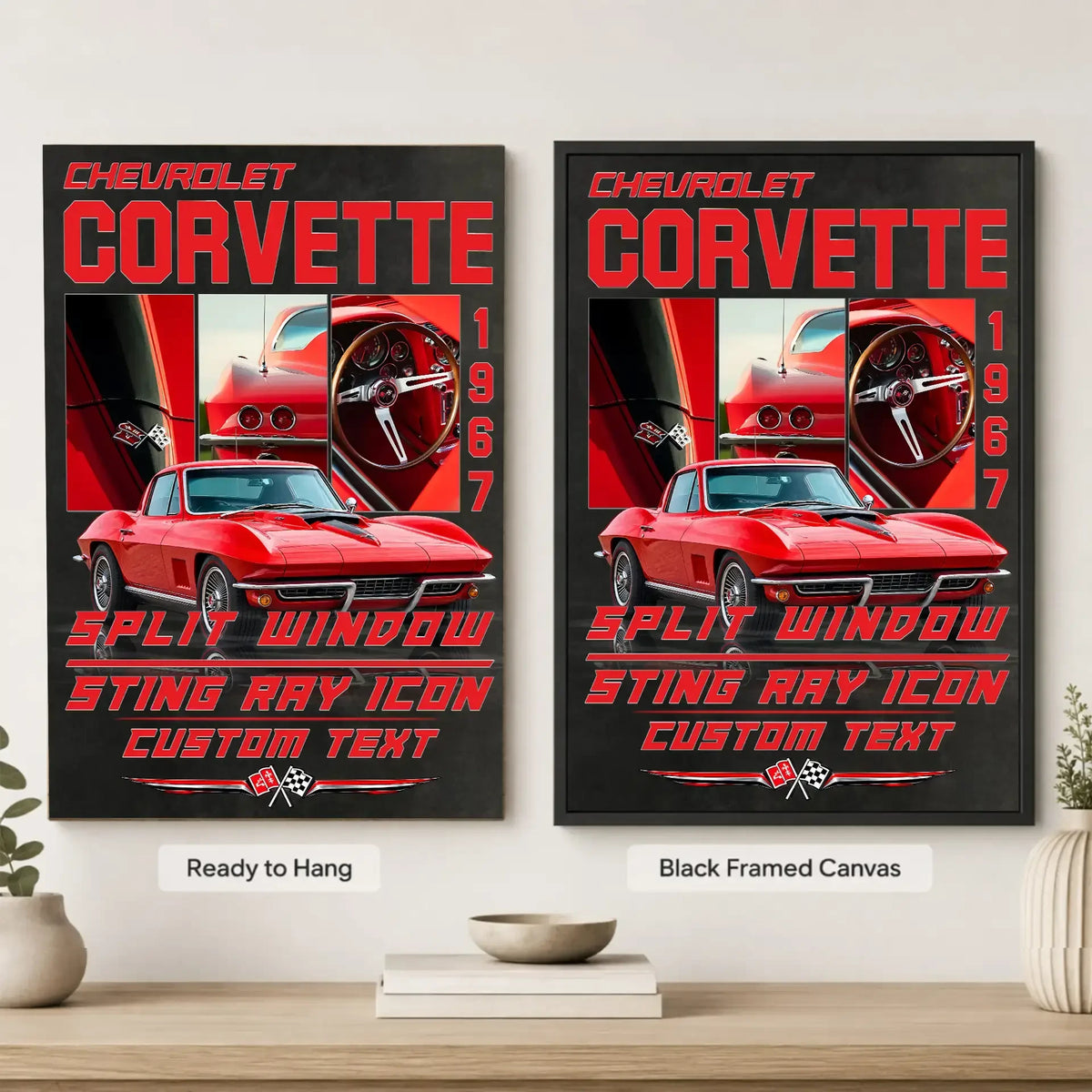 Personalized 1967 Corvette Sports Car Canvas Wall Art