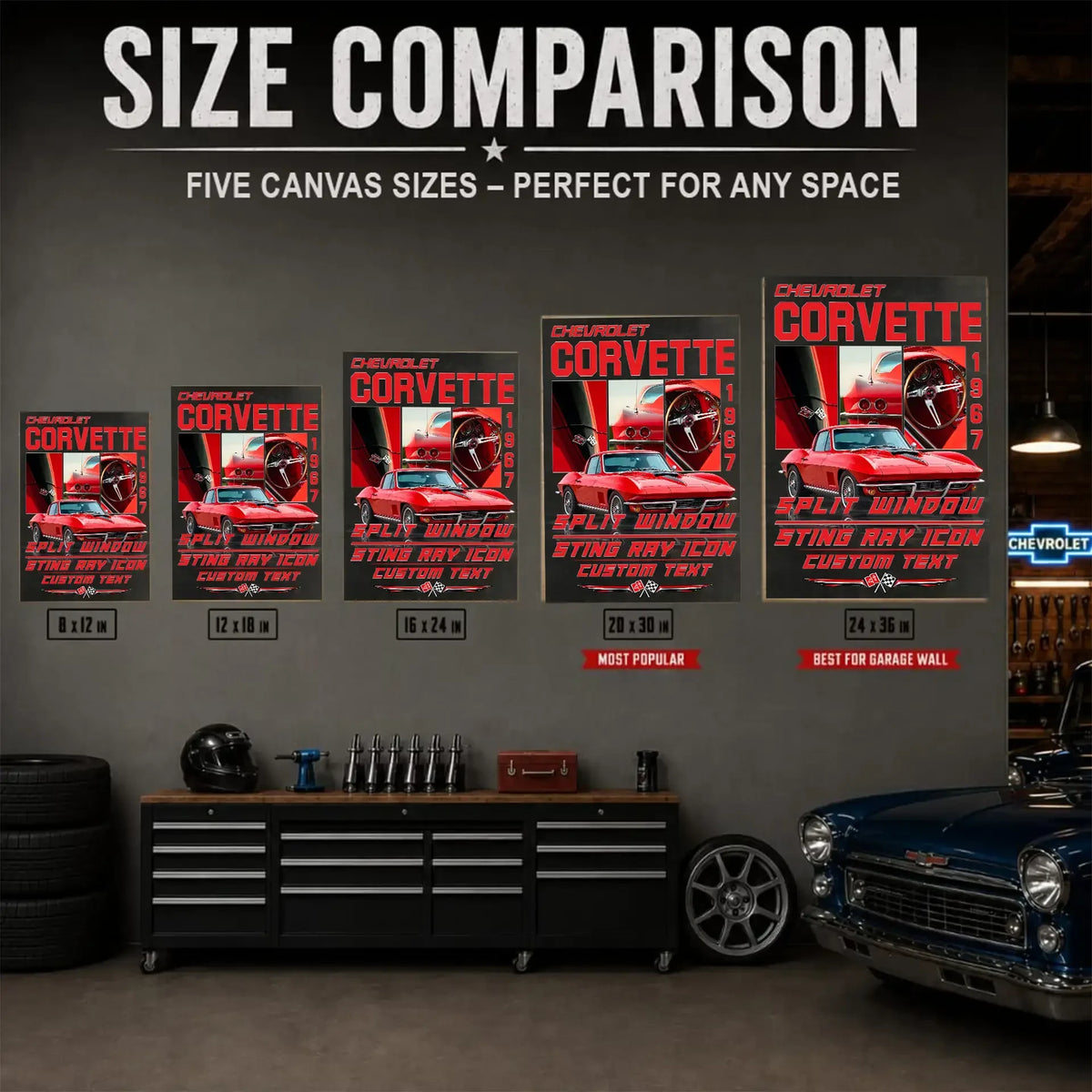 Personalized 1967 Corvette Sports Car Canvas Wall Art