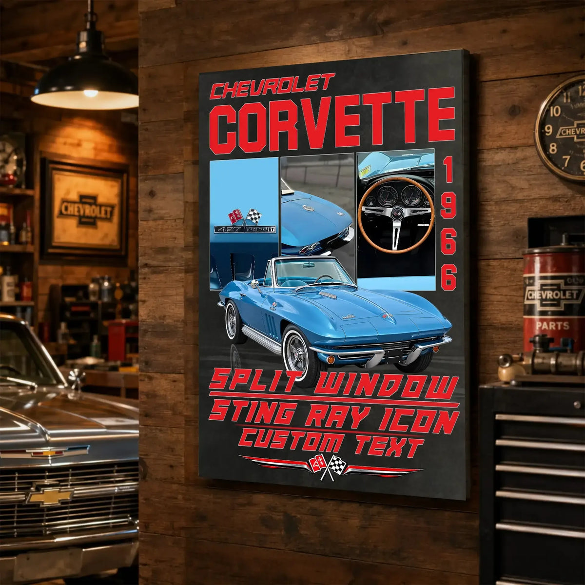 Personalized 1966 Corvette Sports Car Canvas Wall Art