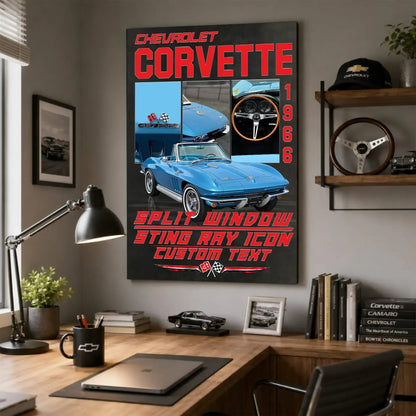 Personalized 1966 Corvette Sports Car Canvas Wall Art