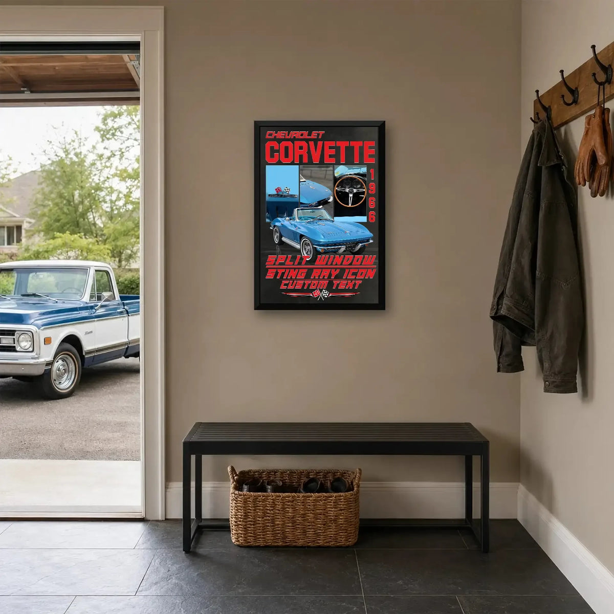 Personalized 1966 Corvette Sports Car Canvas Wall Art