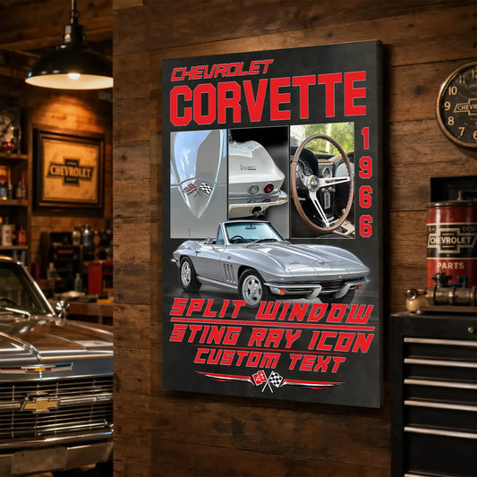 Personalized 1966 Corvette Sports Car Canvas Wall Art