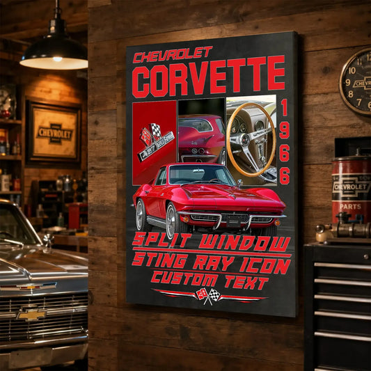Personalized 1966 Corvette Sports Car Canvas Wall Art