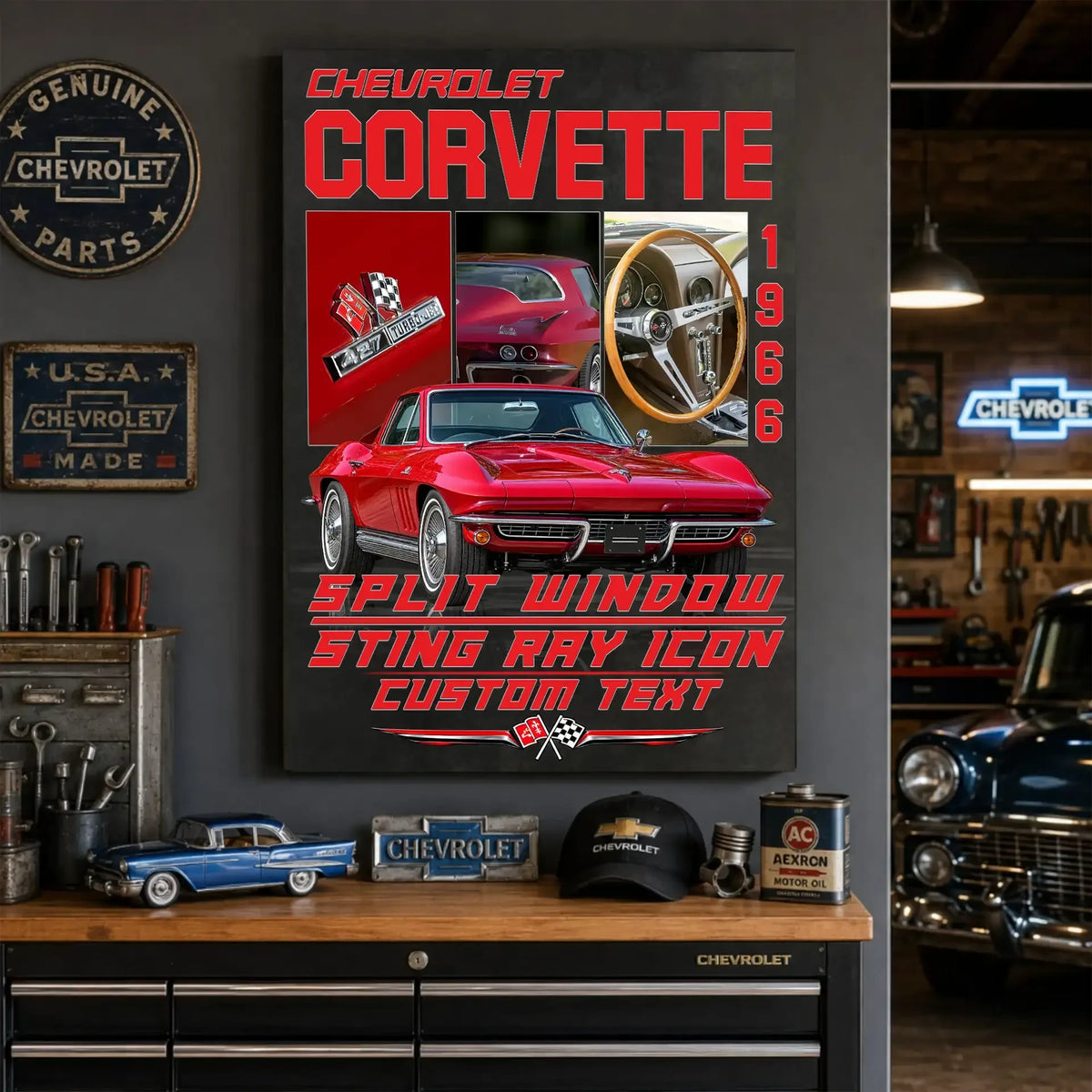 Personalized 1966 Corvette Sports Car Canvas Wall Art