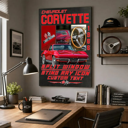 Personalized 1966 Corvette Sports Car Canvas Wall Art
