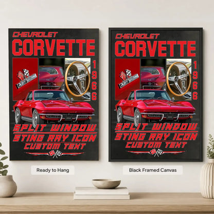Personalized 1966 Corvette Sports Car Canvas Wall Art