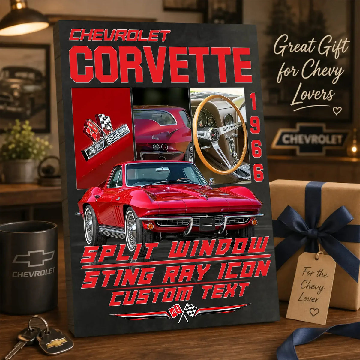 Personalized 1966 Corvette Sports Car Canvas Wall Art