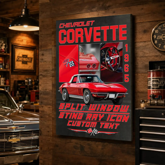 Personalized 1965 Corvette Sports Car Canvas Wall Art
