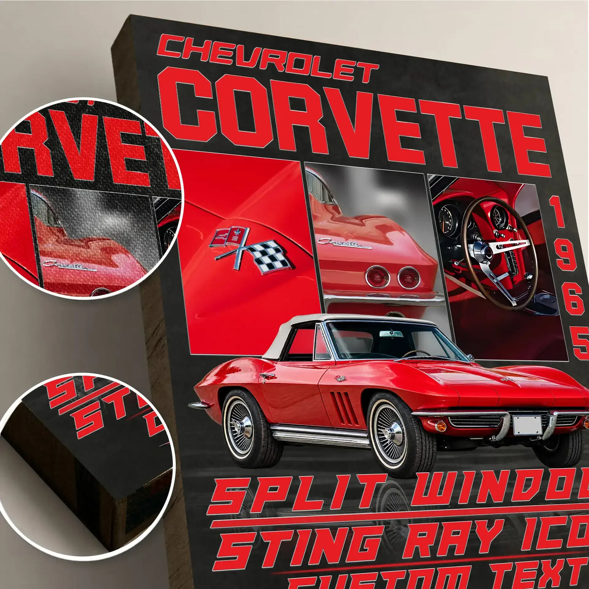 Personalized 1965 Corvette Sports Car Canvas Wall Art