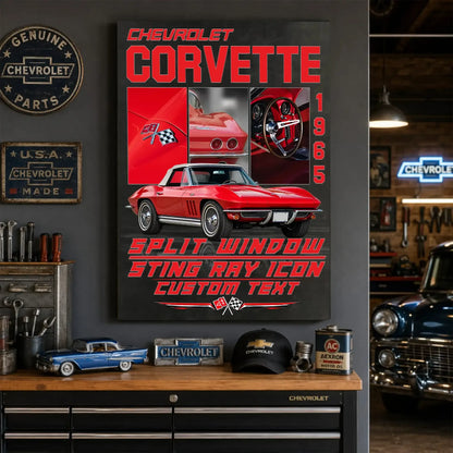 Personalized 1965 Corvette Sports Car Canvas Wall Art