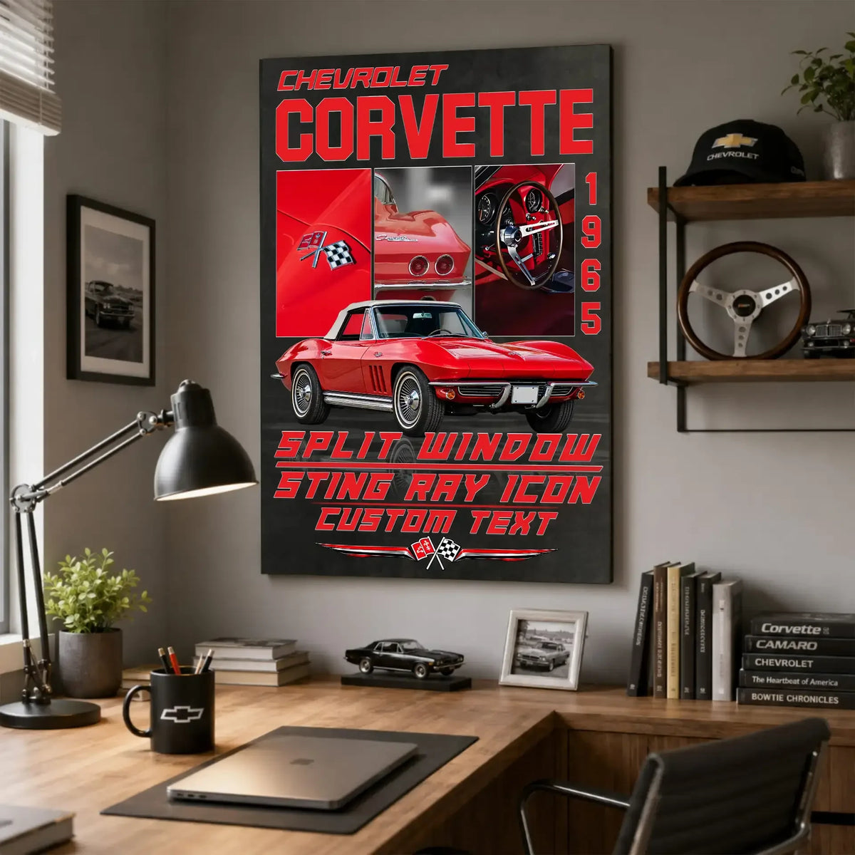 Personalized 1965 Corvette Sports Car Canvas Wall Art