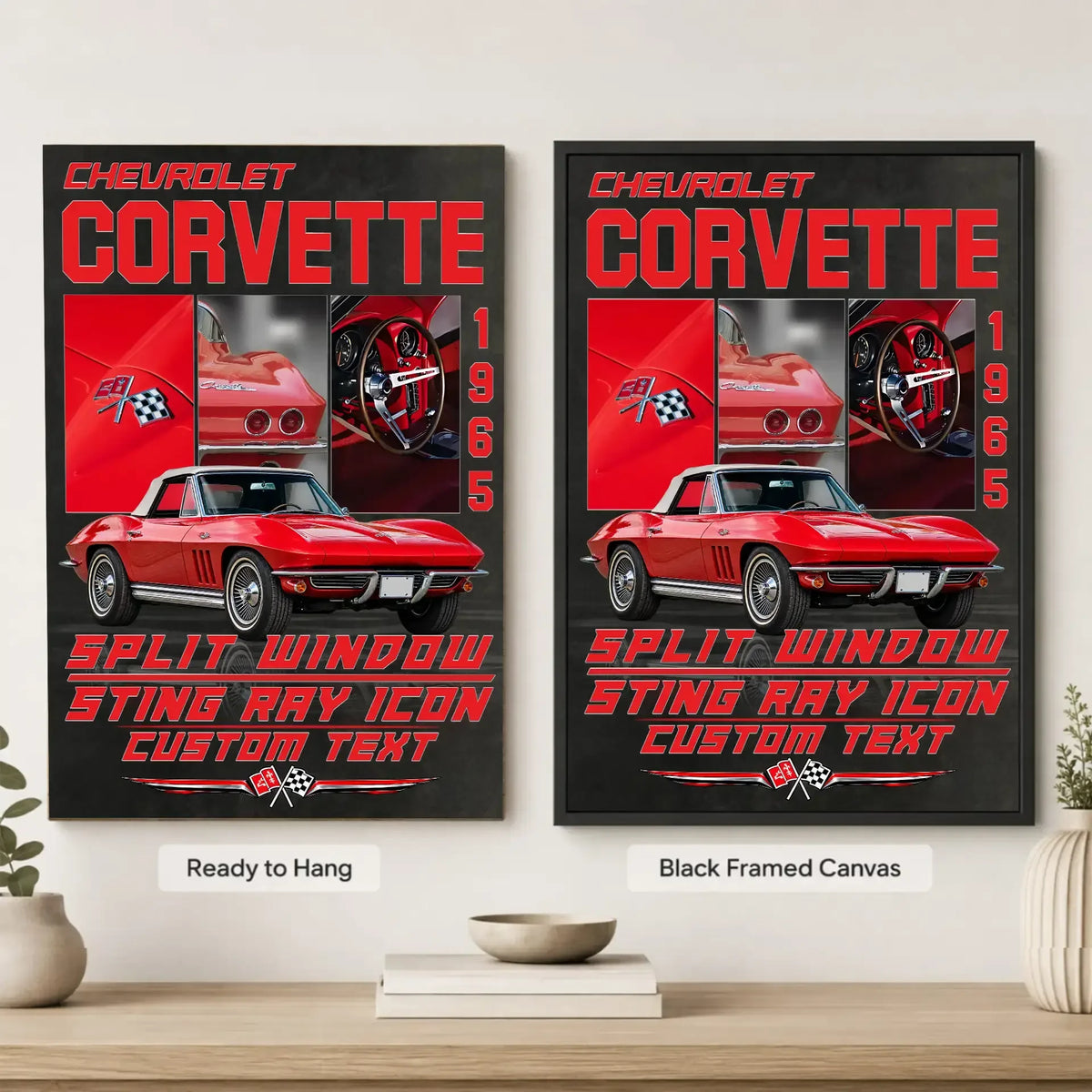 Personalized 1965 Corvette Sports Car Canvas Wall Art
