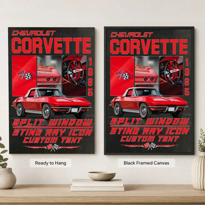 Personalized 1965 Corvette Sports Car Canvas Wall Art