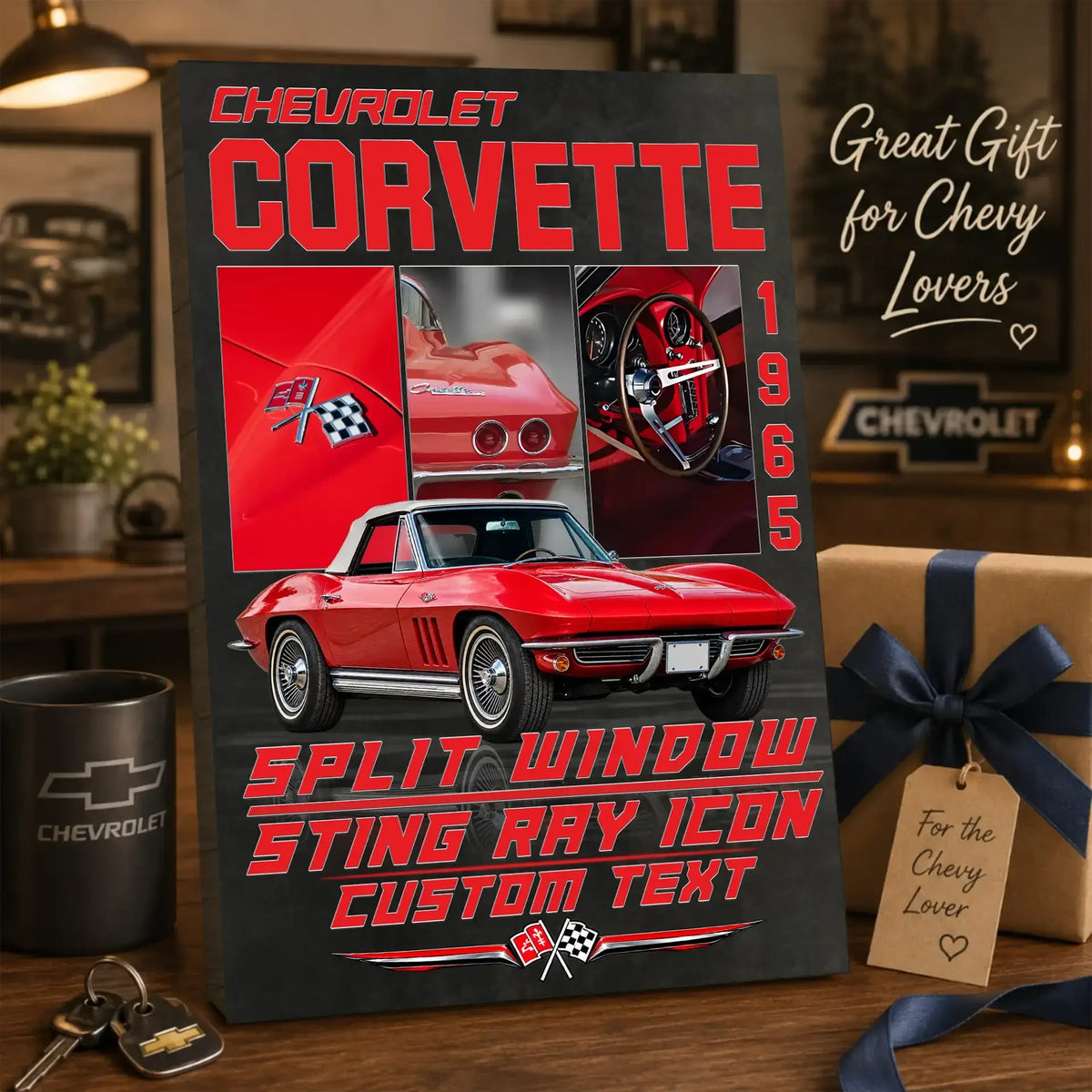 Personalized 1965 Corvette Sports Car Canvas Wall Art